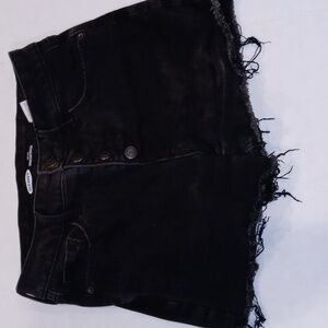 Old Navy black button-up cut off jean shorts
